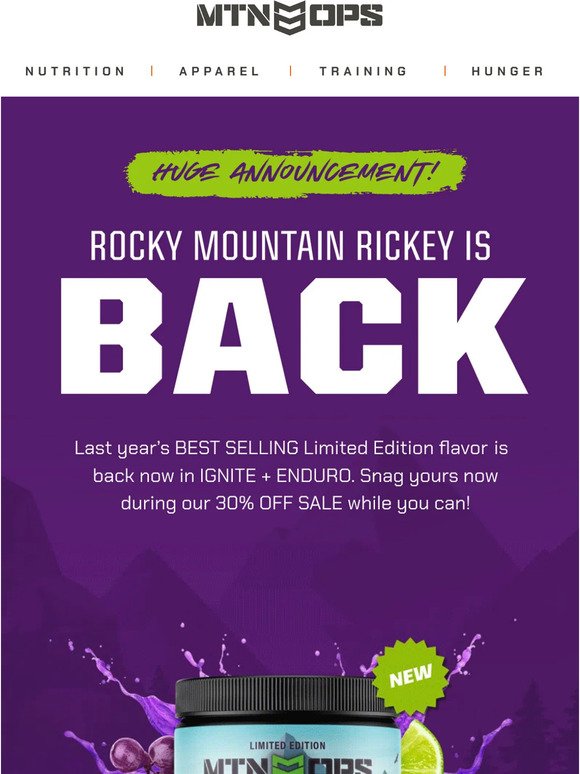 🍇 RICKEY IS BACK // 30% Off + 50 Hunt Entries!