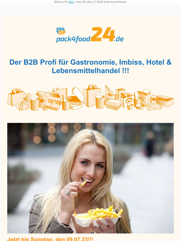 Bis Sonntag 10% Sonderrabatt auf unsere Pommes to go Verpackungen