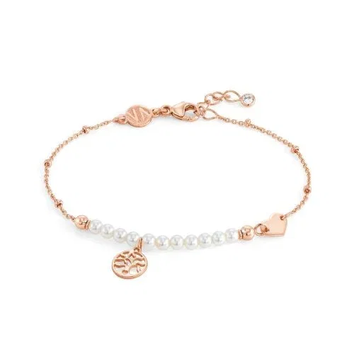 Image of Melodie Rose Gold Plated with White Pearls & Tree of Life Charm Bracelet
