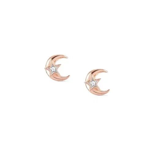 Image of Sweetrock Rose Gold & CZ Moon Stud Earrings