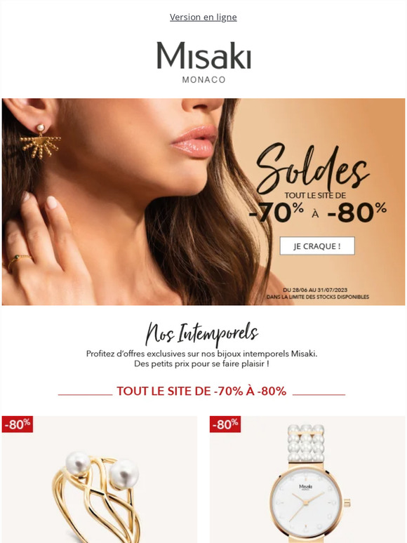 Tout le site de -70% à -80% - Soldes d'été - Misaki Monaco