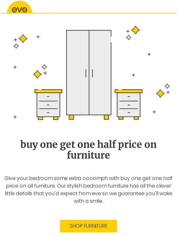 buy one get one half price on furniture