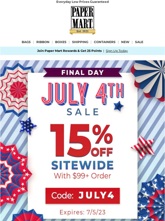 Alert! $15 Shipping On $150+ Orders Is Ending Soon - Paper Mart