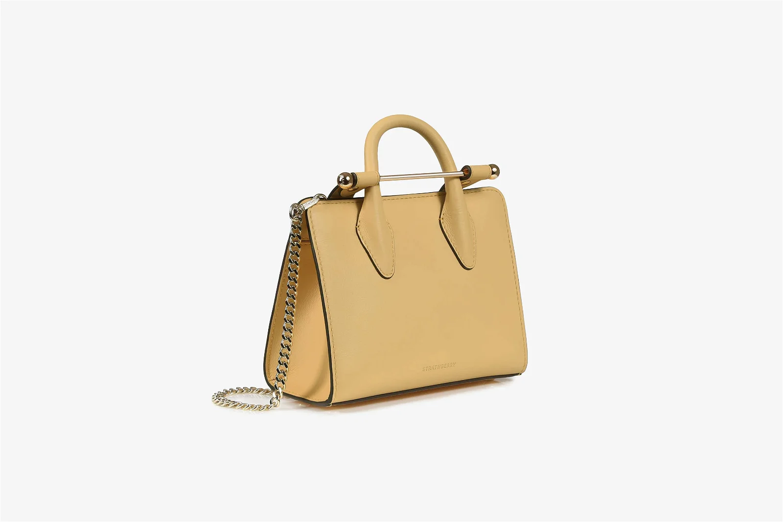 Strathberry Midi Leather Tote in Olive/Vanilla/Oat