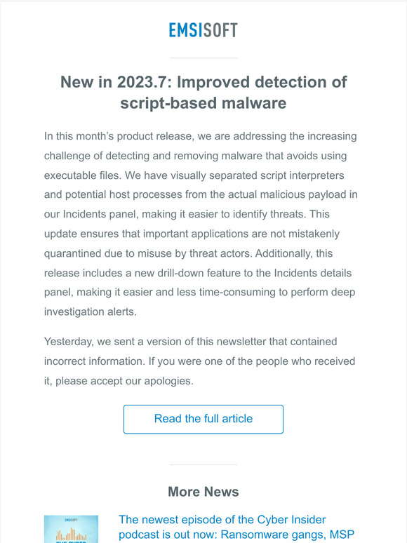 New in 2023.7: Improved detection of script-based malware