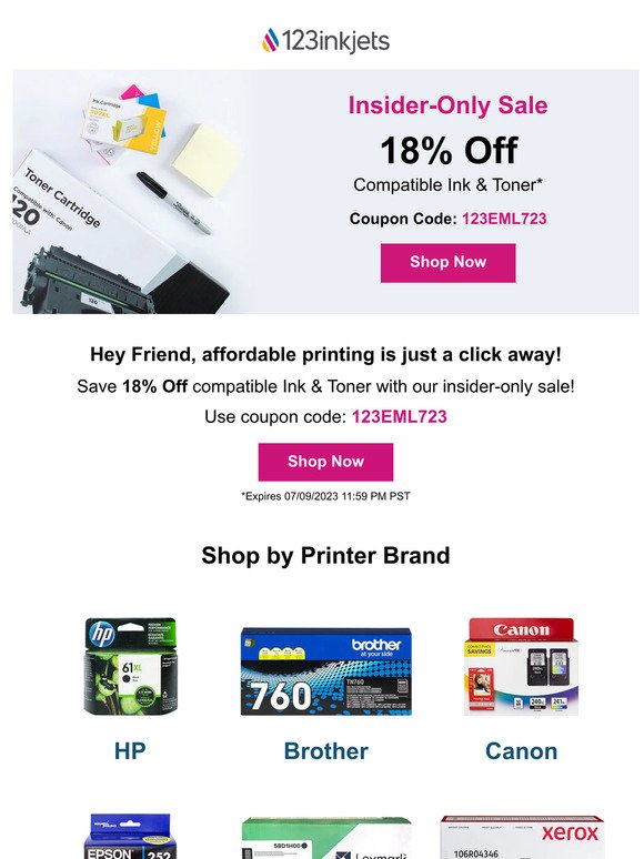 Insiders Only Event: 18% Off Ink | Limited-Time Offer
