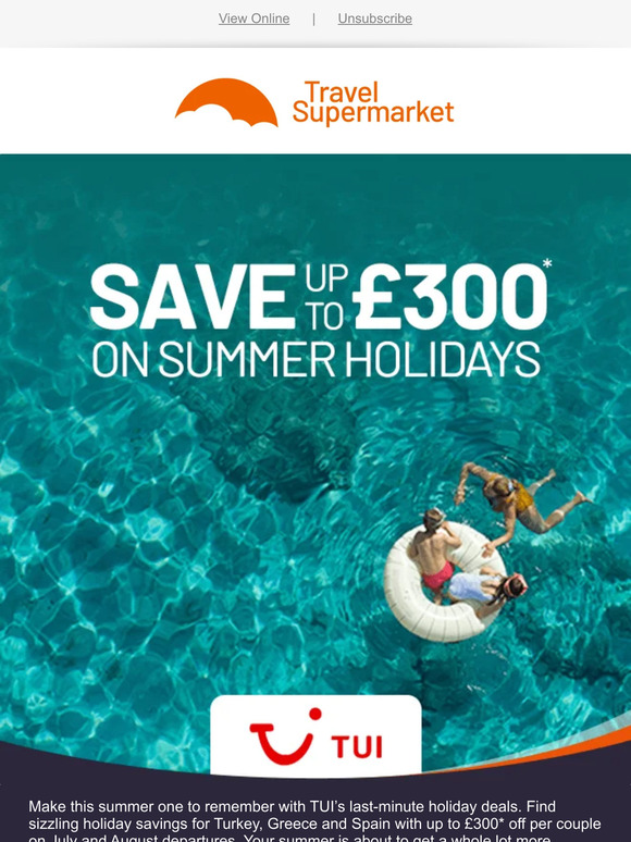 TravelSupermarket Get up to £300* off per couple on summer holidays