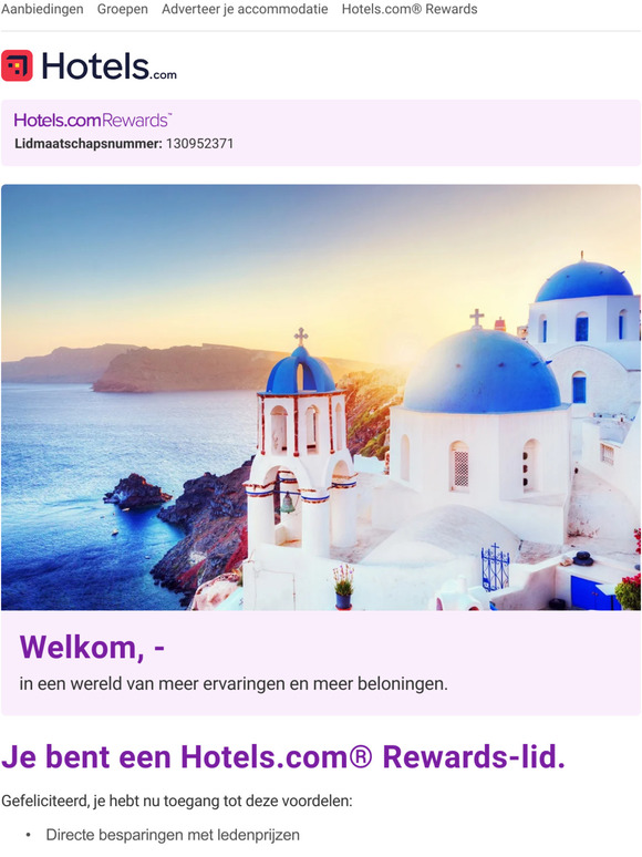 Welkom bij Hotels.com Rewards