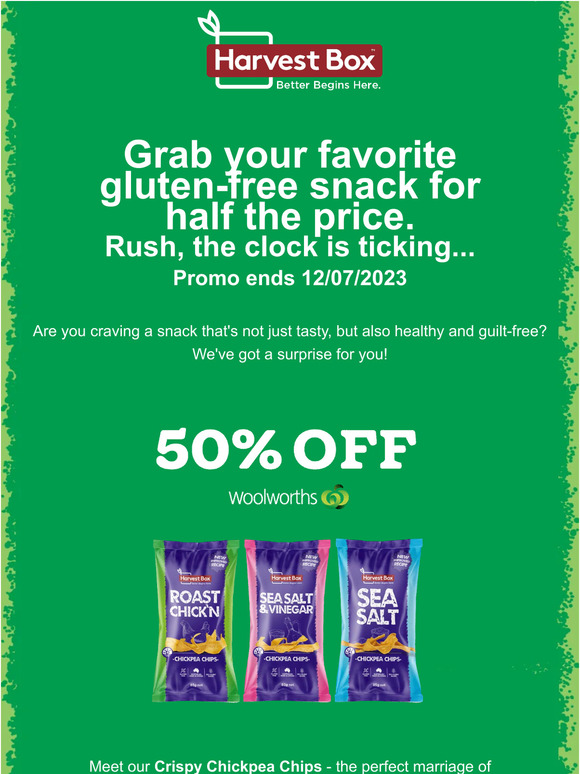 Crunch Time! 50% Off Our Crispy Chickpea Chips at Woolworths!