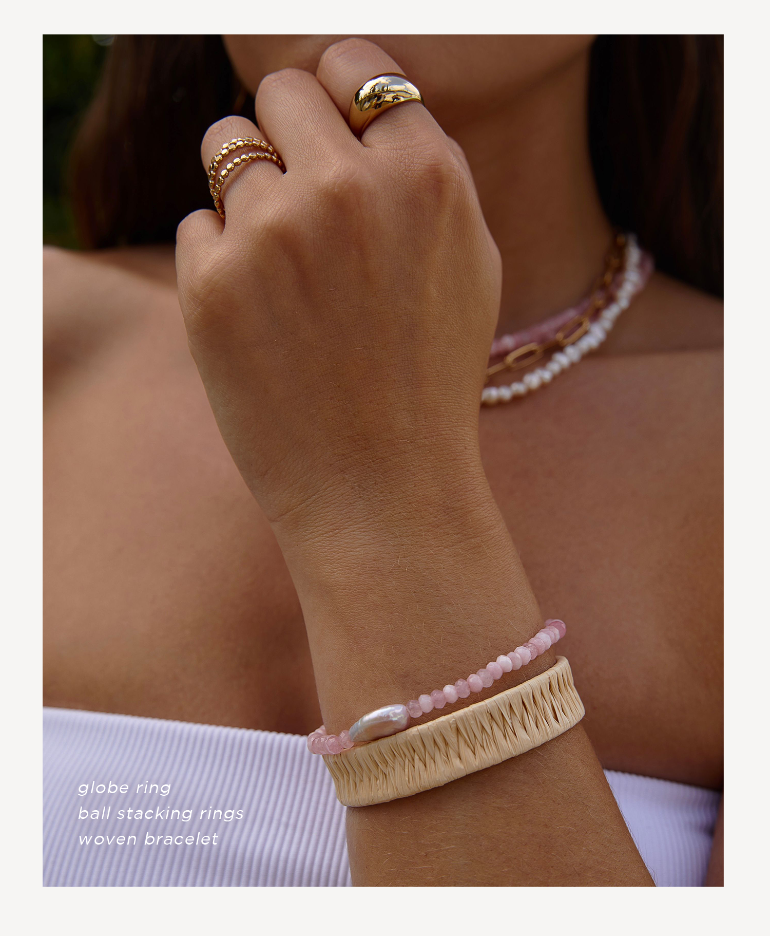 Globe Ring | Ball Stacking Ring | Woven Bracelet