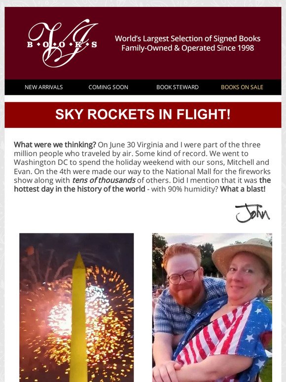 Sky Rockets in Flight.  Celebrating Independence Day.