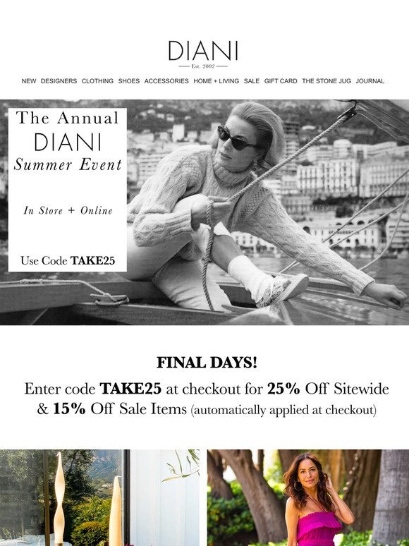 Final Days! Our Annual Summer Sale Event Online + In Stores!