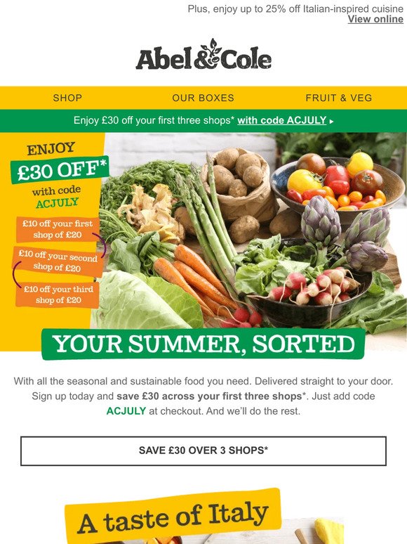 Save £30 on sustainable summer fare 🥗
