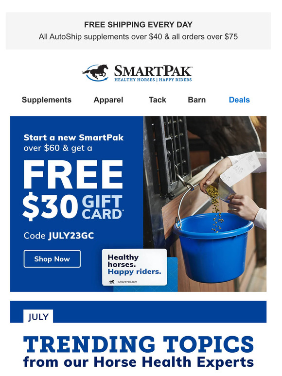 SmartPak Equine Start A SmartPak, Get A Gift Card! Milled