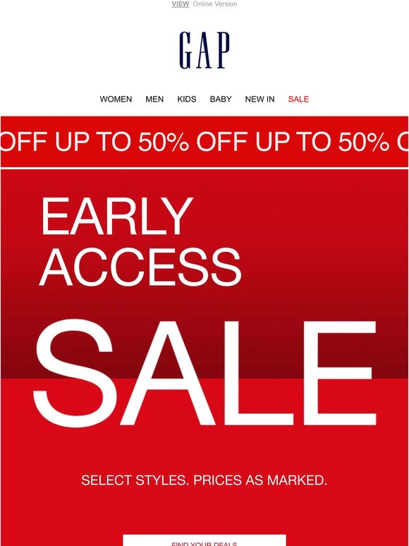 Early Sale access: Up to 50% off!*