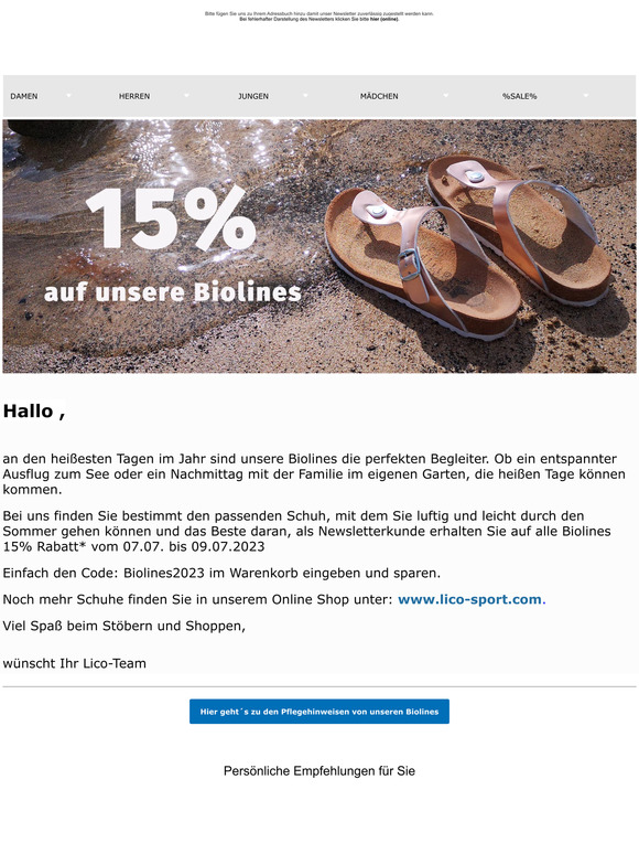 🌞👟🌞15% Rabatt auf alle unsere Biolines 🌞👟🌞