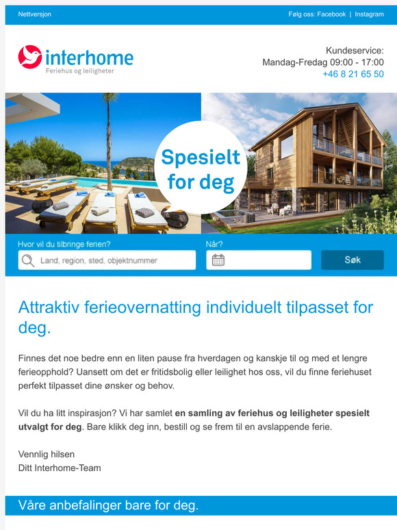 Eksklusive ferieanbefalinger bare for deg!
