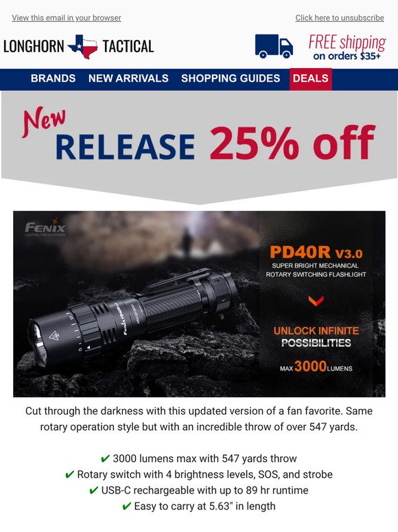 New Release from Fenix 🔦 PD40R v3.0 3000 Lumens Tactical Flashlight