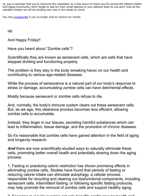 DeRose Health: How to get rid of ‘Zombie’ cells … naturally! | Milled