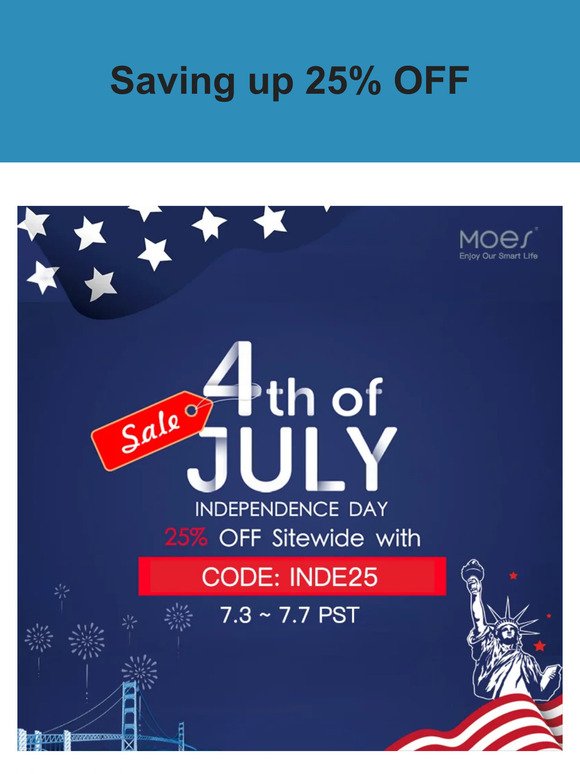 Last 17h|25% OFF SITEWIDE on Independence Day