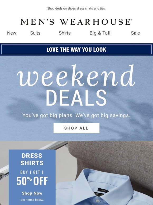 Men's Wearhouse Email Newsletters: Shop Sales, Discounts, and Coupon Codes