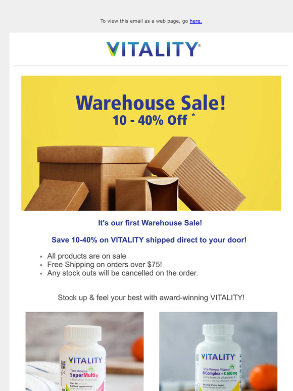 Warehouse Sale! up to 40% OFF VITALITY