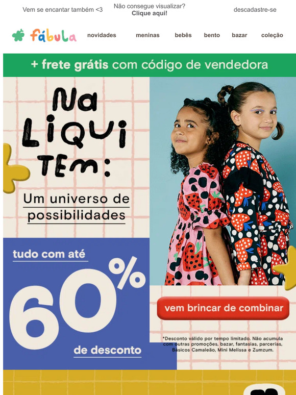 Tem até 60% na lojinha 💛