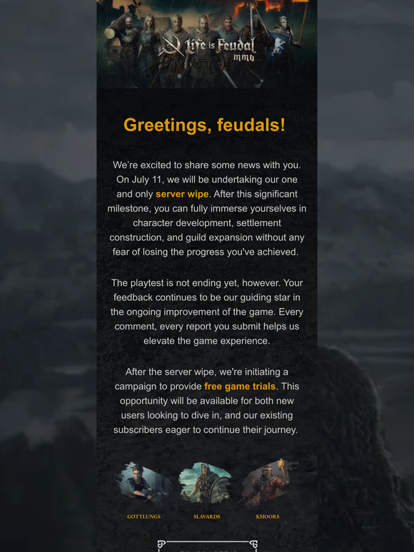 Life is Feudal: MMO  — The wipe is coming