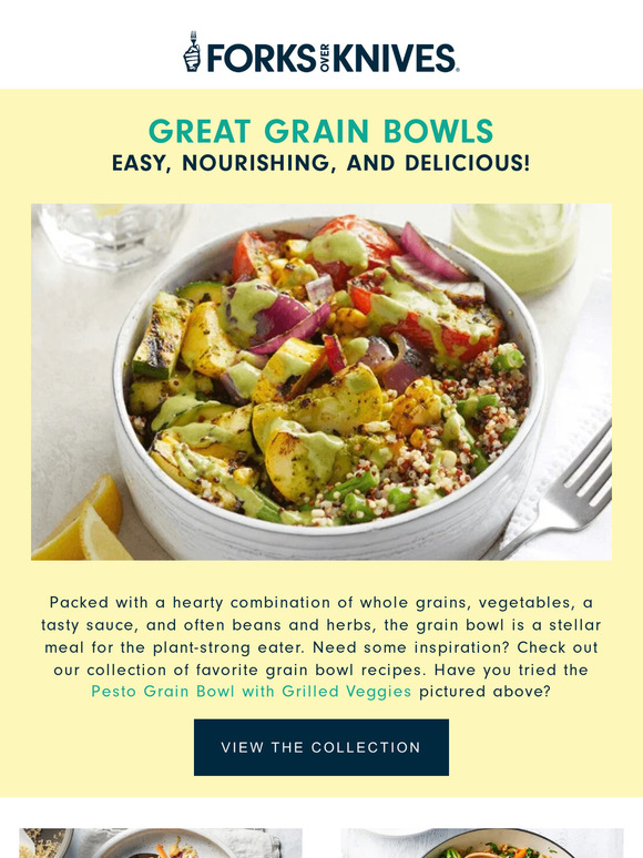 Forks over Knives Pesto Grain Bowl with Grilled Vegetables Milled