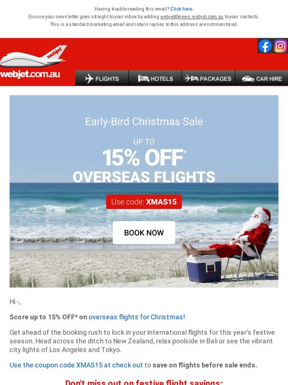 Overseas Christmas flights on sale!