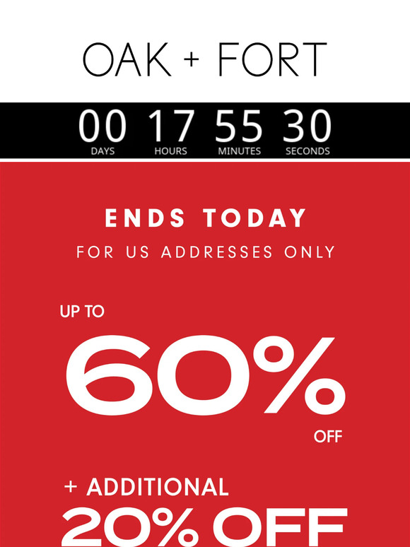 LAST CHANCE — UP TO 60% OFF + ADDITIONAL 20% OFF