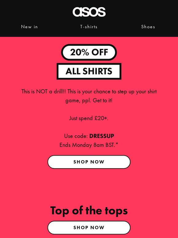 20% off ALL shirts 👔