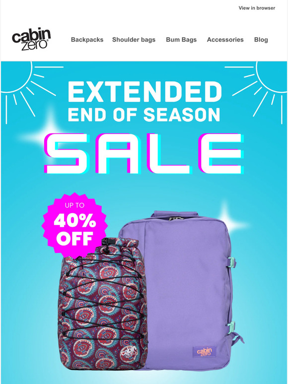 CabinZero Bags and Luggage EXTENDED END OF SEASON SALE UP TO 40 OFF