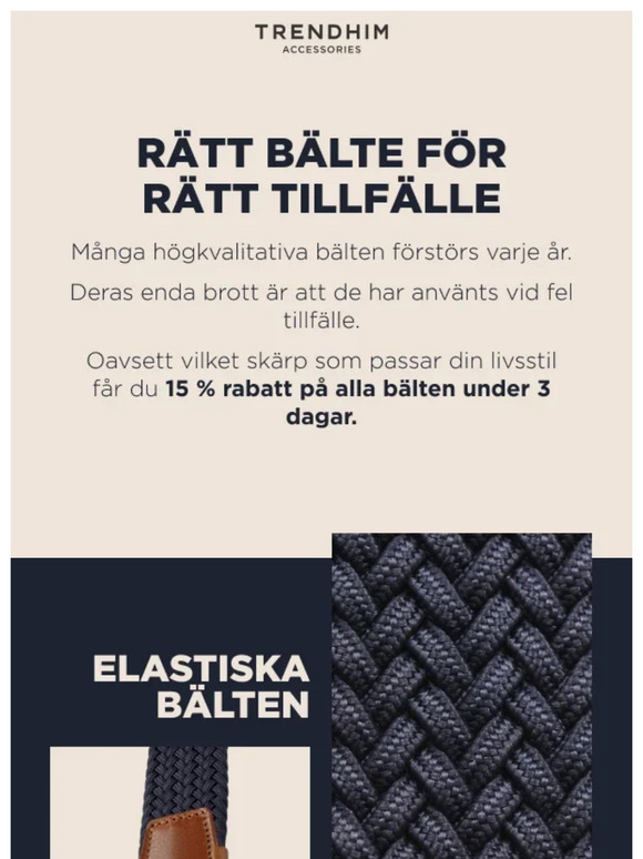 -15 % på bälten för alla tillfällen