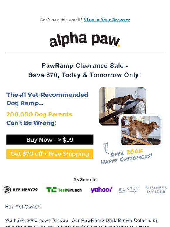 PawRamp Clearance Sale