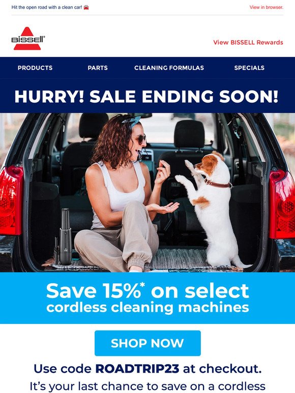 Last chance! Save 15% on BISSELL® cordless cleaners