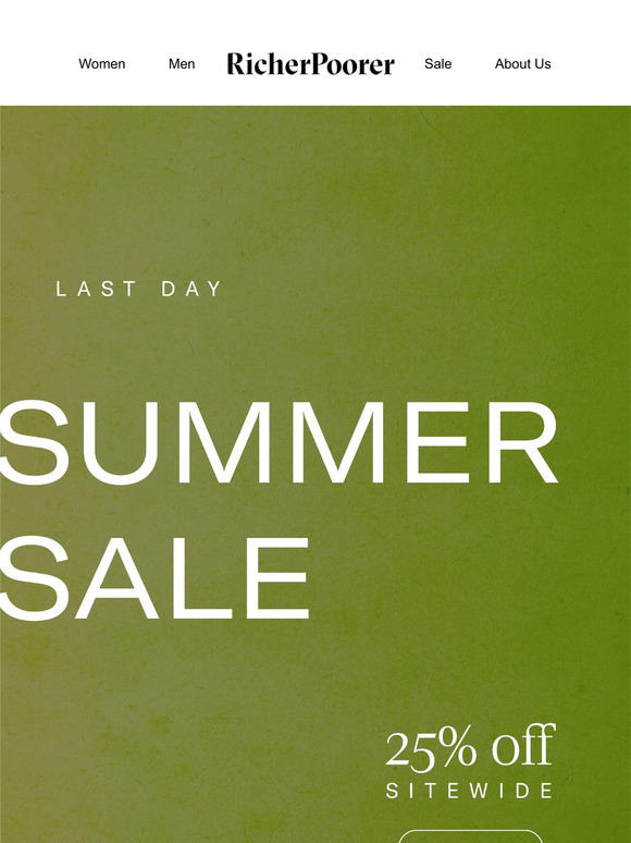 LAST DAY: Summer Sale - 25% off Sitewide