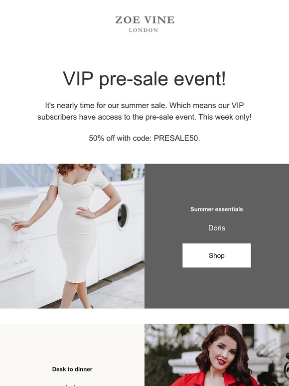 Pre-sale event 50% off