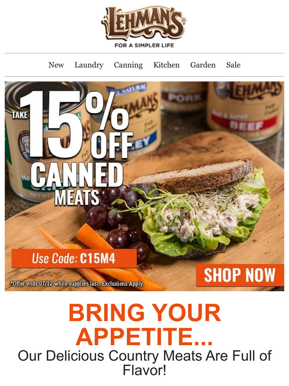 Lehman's ACT NOW to Get 15 off Canned Meats 😄 Milled