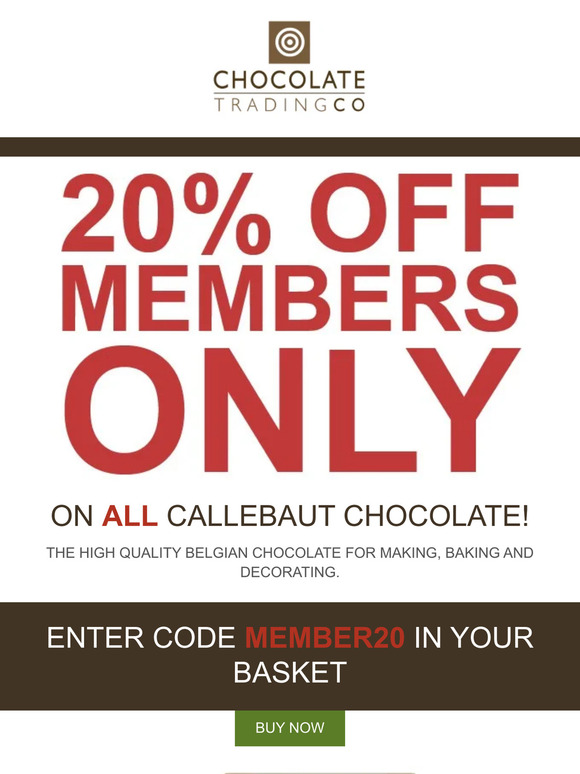 20% OFF CALLEBAUT UNTIL FRIDAY 14TH JULY (Midnight)