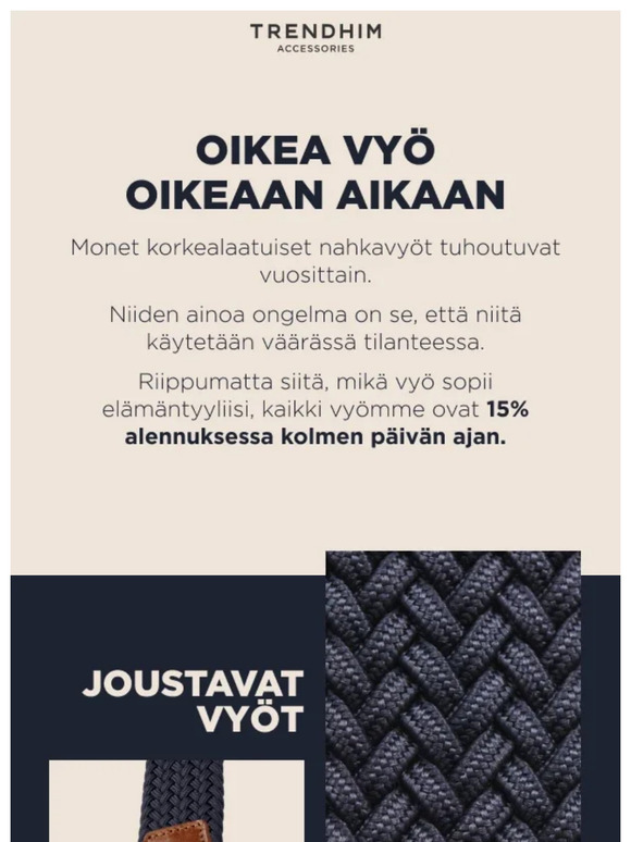 -15% vyöt joka tilanteeseen