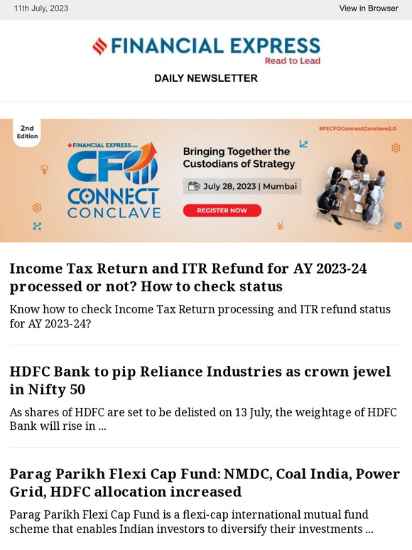 Financial Express Tax Return and ITR Refund for AY 202324