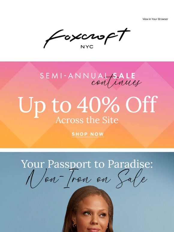 Your ticket to paradise: non-iron up to 40% off!