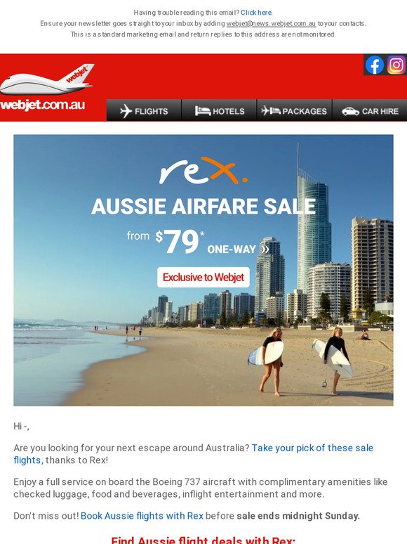 Rex Aussie airfare sale: $79 one-way to the Gold Coast!