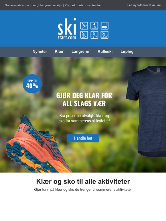 Opp til 40% rabatt på klær og sko