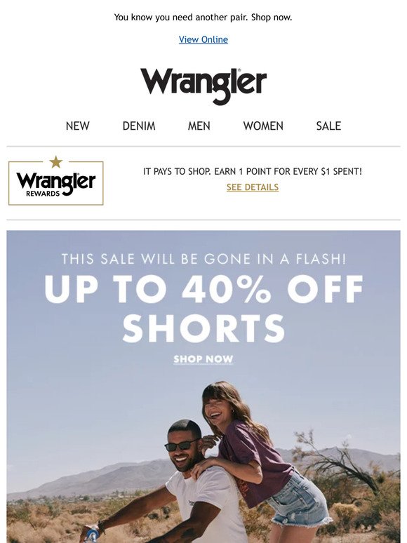Open for up to 40% off shorts