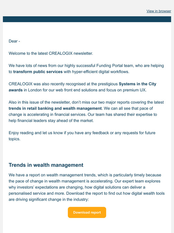 CREALOGIX won an award for the front end web solution