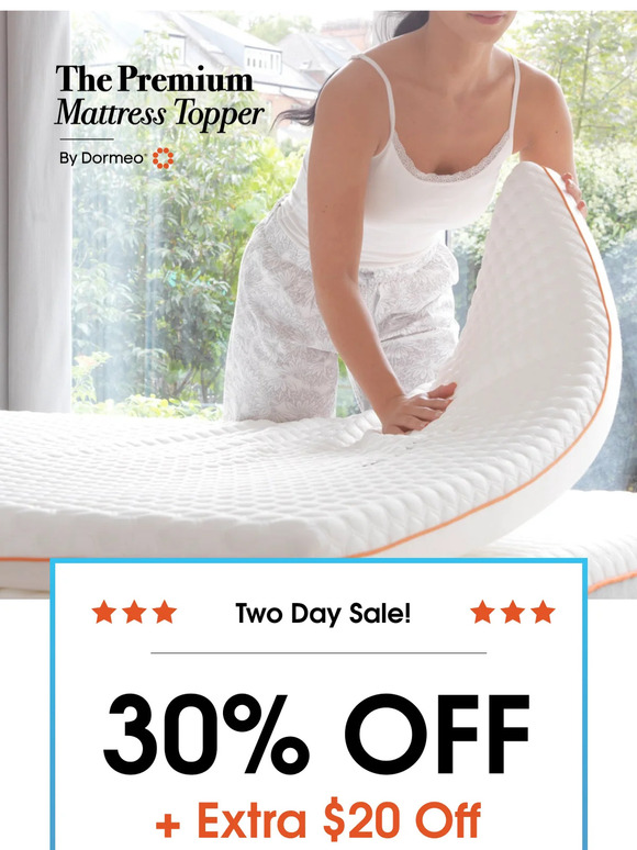 Two Day Sale! Extra $20 Off the Premium Mattress Topper