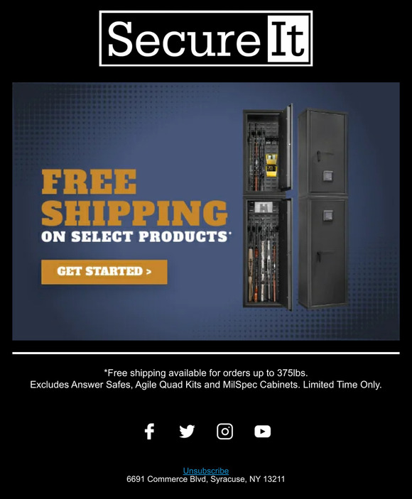 SecureIt Gun Storage: 🚚 📦 Free Shipping is Here! | Milled