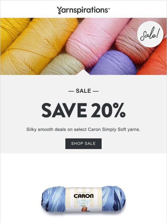 GET 20% off Caron Simply Soft yarns!